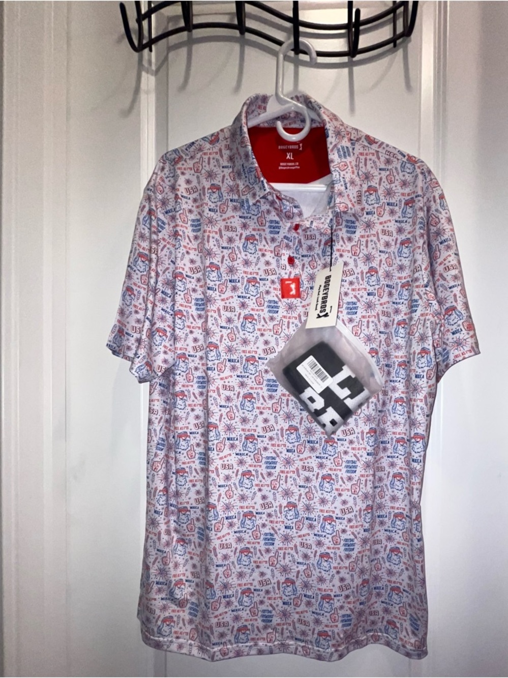 NWT Bogey Bros 'Merica Print Polo Shirt